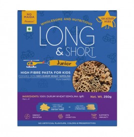 Long & Short Junior High Fibre Pasta For Kids Powered With 100% Durum Wheat Semolina  Box  250 grams